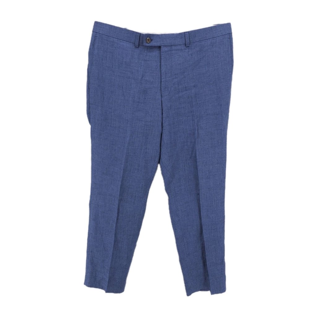 Jack Victor Pablo Dress Pants Men's Blue Heather 100% Linen Euc Size 38x30